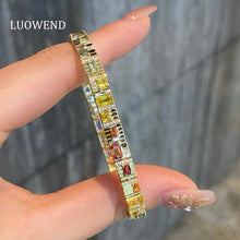 Load image into Gallery viewer, LUOWEND 18K Yellow Gold Natural Color Sapphire Bracelet for Women
