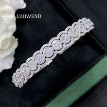 Load image into Gallery viewer, LUOWEND 18K White Gold Real Natural Diamond Bracelet for Women
