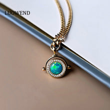 Load image into Gallery viewer, LUOWEND 18K Yellow Gold Natural Crystal Opal Necklace for Women
