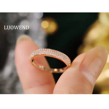 Load image into Gallery viewer, LUOWEND 18K Rose Gold Real Natural Diamond Ring for Women
