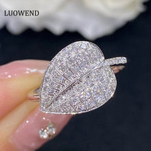Load image into Gallery viewer, LUOWEND 18K White Gold Real Natural Diamond Ring for Women
