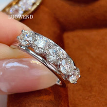 Load image into Gallery viewer, LUOWEND 18K White/Yellow Gold Fine Jewelry Real Natural Diamond Ring for Women
