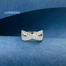 Load image into Gallery viewer, LUOWEND 18k White Gold Natural Diamond Ring for Women
