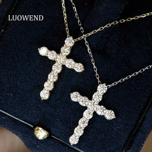 Load image into Gallery viewer, LUOWEND 18K White/Yellow Gold Real Natural Diamond Necklace for Women
