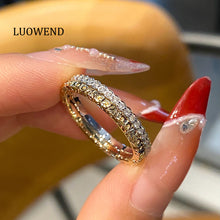 Load image into Gallery viewer, LUOWEND 18K White+Yellow Gold Natural Diamond Ring for Women
