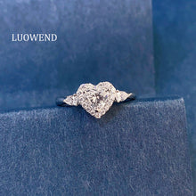 Load image into Gallery viewer, LUOWEND 18K White Gold Ring Natural Diamond Ring for Women
