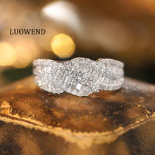 Load image into Gallery viewer, LUOWEND 18K White Gold Real Natural Diamond Ring for Women
