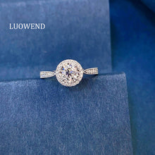 Load image into Gallery viewer, LUOWEND 18K White Gold Natural Diamond Ring for Women
