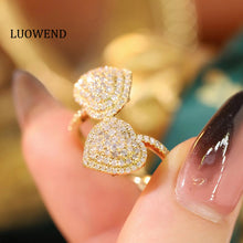 Load image into Gallery viewer, LUOWEND 18K Yellow Gold Real Natural Diamond Ring for Women
