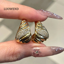 Load image into Gallery viewer, LUOWEND 18K Yellow Gold Natural Diamond Earrings for Women
