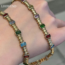Load image into Gallery viewer, LUOWEND 18K Yellow Gold Natural Gemstone Necklace for Women
