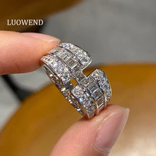 Load image into Gallery viewer, LUOWEND 18K White Gold Natural Diamond Ring for Women
