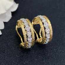 Load image into Gallery viewer, LUOWEND 18K White and Yellow Gold Real Natural Diamond Hoop Earrings for Women
