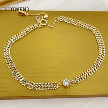 Load image into Gallery viewer, LUOWEND 18K Yellow Gold Fine Jewelry Real Natural Diamond Bracelet for Women
