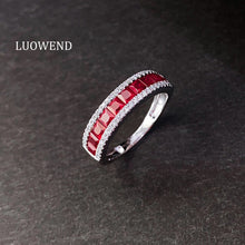 Load image into Gallery viewer, LUOWEND 18K White Gold Natural Diamond Ring for Women
