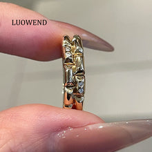 Load image into Gallery viewer, LUOWEND 18K Yellow Gold Natural Diamond Ring for Women
