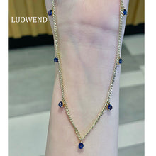 Load image into Gallery viewer, LUOWEND 18K Yellow Gold Natural Sapphire Necklace for Women
