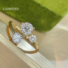 Load image into Gallery viewer, LUOWEND 18K Yellow Gold Fine Jewelry Real Natural Diamond Ring for Women
