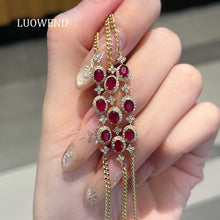 Load image into Gallery viewer, LUOWEND 18K Yellow Gold Natural Ruby Bracelet for Women
