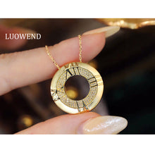 Load image into Gallery viewer, LUOWEND 18K Yellow Gold Real Natural Diamond Pendant Necklace for Women
