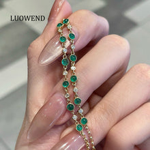 Load image into Gallery viewer, LUOWEND 18K Yellow Gold Natural Emerald Bracelet for Women
