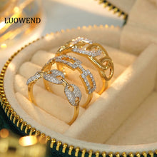 Load image into Gallery viewer, LUOWEND 18K Yellow Gold Real Natural Diamond Ring for Women

