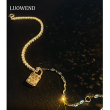 Load image into Gallery viewer, LUOWEND 18K Yellow Gold Natural Diamond Bracelet for Women
