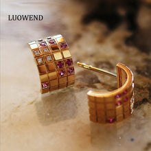 Load image into Gallery viewer, LUOWEND 18K Yellow Gold Natural Ruby Earrings for Women
