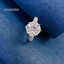 Load image into Gallery viewer, LUOWEND 18K White Gold Natural Diamond Ring for Women
