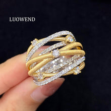 Load image into Gallery viewer, LUOWEND 18K White+Yellow Gold Natural Diamond Ring for Women
