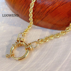 LUOWEND 18K Yellow Gold fashion INS Style Necklace for Women