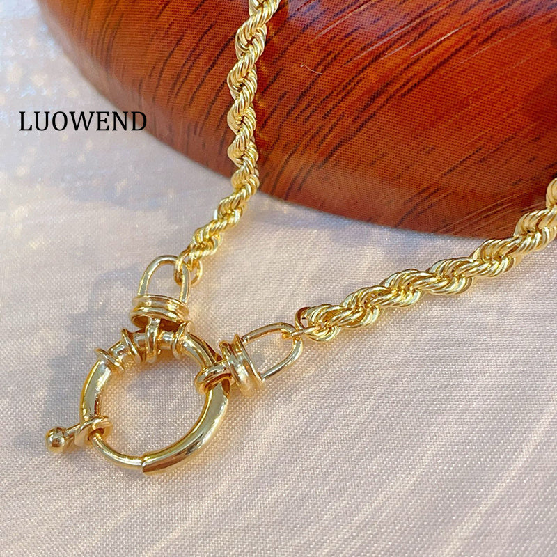 LUOWEND 18K Yellow Gold fashion INS Style Necklace for Women