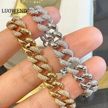 Load image into Gallery viewer, LUOWEND 18k White/Yellow Gold Natural Diamond Bracelet for Women
