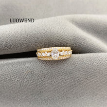 Load image into Gallery viewer, LUOWEND 18K White/Yellow Gold Natural Diamond Ring for Women
