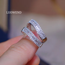 Load image into Gallery viewer, LUOWEND 18K White Gold Natural Diamond Ring for Women
