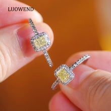 Load image into Gallery viewer, LUOWEND 18K White Gold Natural Yellow Diamond Ring for Women
