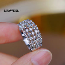 Load image into Gallery viewer, LUOWEND 18K White Gold Real Natural Diamond Ring for Women
