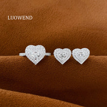 Load image into Gallery viewer, LUOWEND 18K White Gold Natural Diamond Earrings for Women
