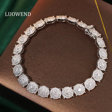 Load image into Gallery viewer, LUOWEND 18K White Gold Natural Diamond Bracelet for Women
