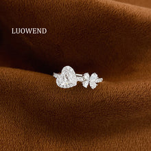 Load image into Gallery viewer, LUOWEND 18K White Gold Natural Diamond Ring for Women
