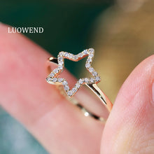 Load image into Gallery viewer, LUOWEND 18K Yellow Gold Natural Diamond Ring for Women
