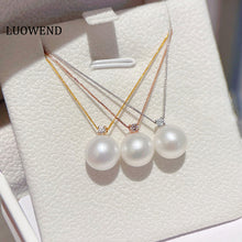 Load image into Gallery viewer, LUOWEND 18K White/Yellow/Rose Gold Real Natural Pearl Necklace for Women
