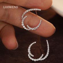 Load image into Gallery viewer, LUOWEND 18K White Gold Real Natural Diamond Stud Earrings for Women
