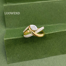 Load image into Gallery viewer, LUOWEND 18K White/Yellow Gold Natural Diamond Ring for Women
