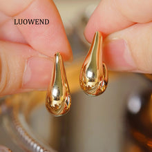 Load image into Gallery viewer, LUOWEND 18K Yellow Gold Earrings for Women
