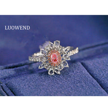 Load image into Gallery viewer, LUOWEND 18K White Gold Natural Pink Diamond Ring for Women
