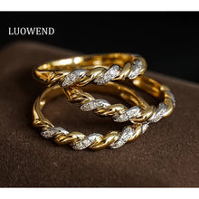Load image into Gallery viewer, LUOWEND 18K White and Yellow Gold Real Natural Diamond Ring for Women
