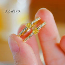 Load image into Gallery viewer, LUOWEND 18K Yellow Gold Natural Yellow Diamond Ring for Women
