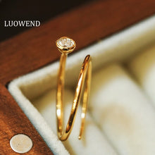 Load image into Gallery viewer, LUOWEND 18K Yellow Gold Real Natural Diamond Ring for Women
