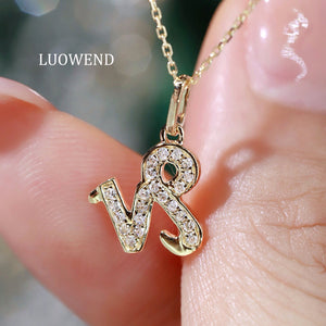 LUOWEND 18K White or Yellow Gold Natural Diamond Necklace for Women